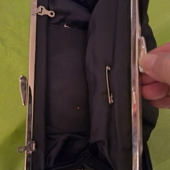 Black Satin Clutch with Bow - Picture 3 of 3